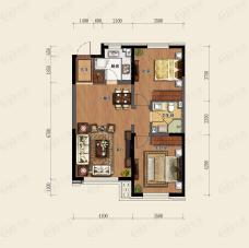 皇姑华润置地广场2室2厅1卫户型图