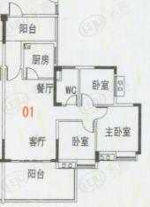 华南碧桂园十年华南组团T6型8号楼4、8、12、16层01户型户型图