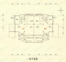 碧桂园山水桃园1室2厅1卫户型图