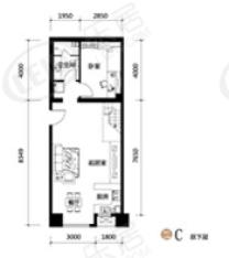 壹条14号楼C户型跃下层户型图