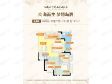 中国海南海花岛3室2厅1卫户型图