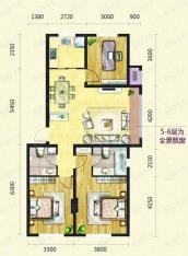 金沙岭峯多层D户型 二室一厅二卫一厨户型图