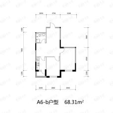 溪湖芳庭A6-b户型 两室一厅一卫户型图