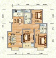 恒田中溪花园3室2厅2卫户型图