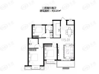 高晟·福润城115㎡三室两厅两卫户型图