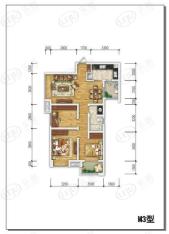 万科金域东岸M3型 三房二厅一卫户型图