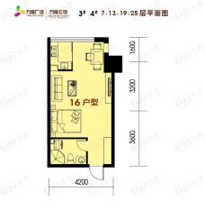 万隆公馆3-4号楼16户型（44.91㎡）户型图