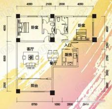 夏威夷海岸二房二厅户型图