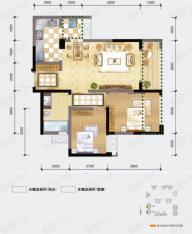 蒂梵尼TOWNC3户型两室两厅单卫户型图