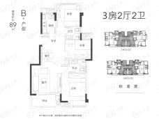 福晟闽江道19933室2厅2卫户型图