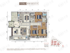 雅居乐滨江国际139平户型户型图