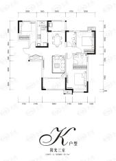 招商依云曲江招商依云曲江K户型    3室2厅1卫户型图