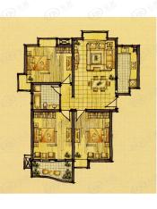 福星新城三期房型: 三房;  面积段: 107 －117 平方米;户型图