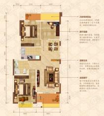 东原时光道3室2厅1卫户型图