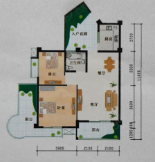 富乐锦城2室2厅1卫户型图