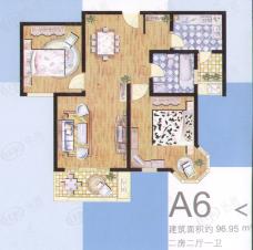 临汾名城三期房型: 二房;  面积段: 88.62 －102.66 平方米;
户型图