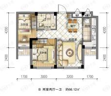 岚山著作B二室二厅一卫户型图