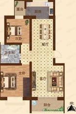 润泽阳光花苑2室2厅1卫户型图