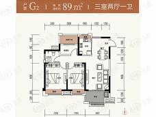 华盛大运城 东嶺G7户型 89㎡户型图