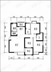 曲江观山悦3室2厅2卫1厨户型图