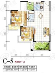 金碧丽江西海岸2室2厅1卫户型图