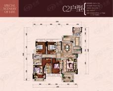 信基城C2户型四房两厅四卫+入户花园+工人房+两阳台户型图