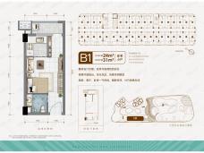 桃源居TONE1室1厅1卫户型图