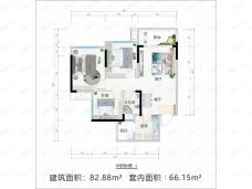 昕晖麓台熙著3室2厅1卫户型图