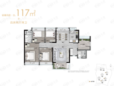 万科城市之光4室2厅2卫户型图