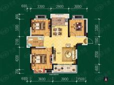 鸿顺鑫城世家A2户型3室2厅1卫户型图