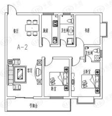新纪元公寓3室2厅2卫户型图