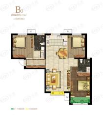 金辉公园里B3户型 3室2厅2卫 建筑面积约：115平户型图