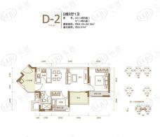 万科金域缇香D-2 （不含二楼） 两房两厅一卫户型图