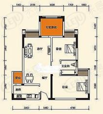 合能四季康城F2户型图