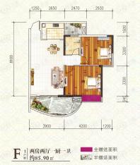 美和家园2室2厅1卫户型图