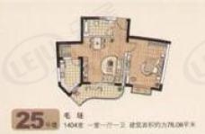 天鼎大厦房型: 一房;  面积段: 70 －80 平方米;户型图