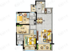 碧桂园岭南盛世2室2厅2卫户型图