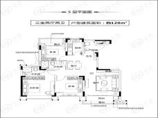 恒大金碧外滩湾U悦洋房5F户型户型图