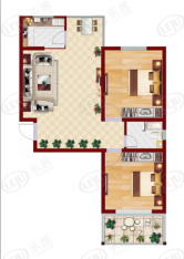 泰森百翠园2室2厅1卫户型图