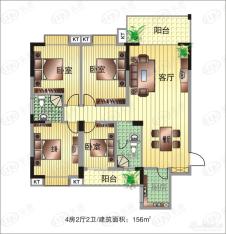 永州古玩市场156㎡四房户型图