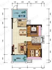 西城公馆2室2厅1卫户型图