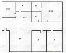 万家锦源一期标准层户型图3室2厅2卫1厨户型图