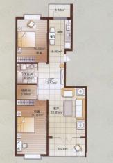 红旗MALL高层户型六2室1厅1卫1厨89.80㎡户型图