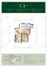 滨海名都C1户型 二室二厅一卫户型图