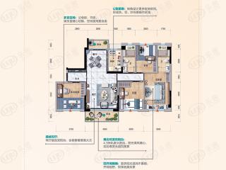 信业珀丽湾一号楼户型四房户型户型图