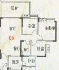 华南碧桂园十年华南组团T6型8号楼4、8、12、16层05户型户型图