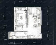 鸥鹏K城房型: 一房;  面积段: 26.64 －50.18 平方米;户型图