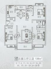 东方城市花园二期房型: 三房;  面积段: 142 －160 平方米;
户型图