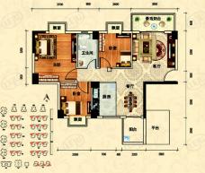 阳光西海岸A-2三房二厅89平方米户型图