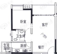 珠江太阳城一期1室2厅1卫户型图